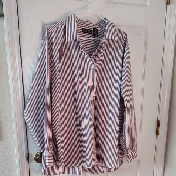 Lands' End Casual Button Down Shirt Purple and White 26W - Picture 1 of 4